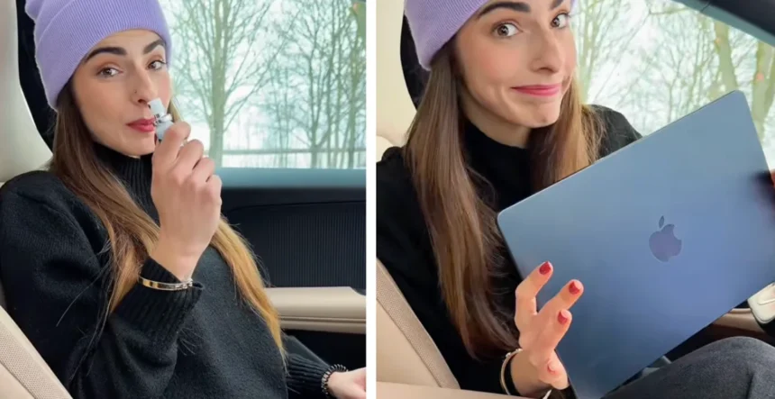 autó hideg lány laptop