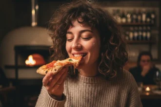 pizza nő kóstolás étterem