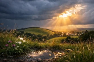idpjaras változás felhő pocsolya napsütés